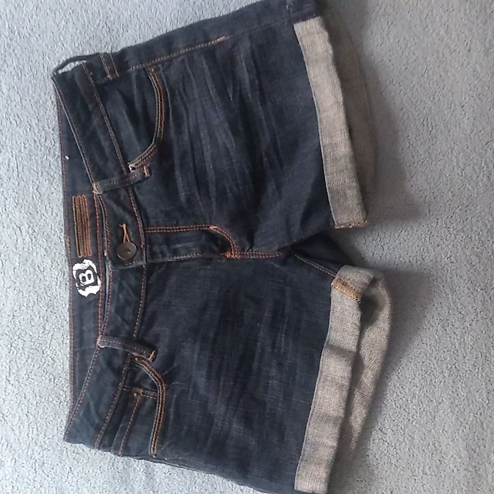 Bullhead Women's Dark Denim Shorts Cuffed, Size 3